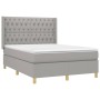 Box spring bed with light gray fabric mattress 140x190 cm by vidaXL, Beds and slatted bases - Ref: Foro24-3132225, Price: 523...