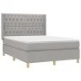 Box spring bed with light gray fabric mattress 140x190 cm by vidaXL, Beds and slatted bases - Ref: Foro24-3132225, Price: 534...
