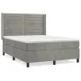 Box spring bed with light gray velvet mattress 140x200 cm by vidaXL, Beds and slatted bases - Ref: Foro24-3132741, Price: 475...