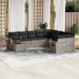 Set sofás jardín 10 pzas con cojines ratán sintético gris claro