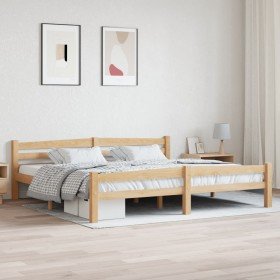 Estructura de cama sin colchón madera maciza de pino 200x200 cm Estructura de cama sin colchón madera maciza de pino 200x200 cm