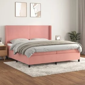 Box spring bed with pink velvet mattress 200x200 cm by vidaXL, Beds and slatted bases - Ref: Foro24-3132584, Price: 594,97 €,...