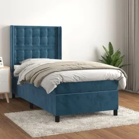 Boxspringbett mit dunkelblauer Samtmatratze 100x200 cm von vidaXL, Betten und Lattenroste - Ref: Foro24-3132907, Preis: 357,2...