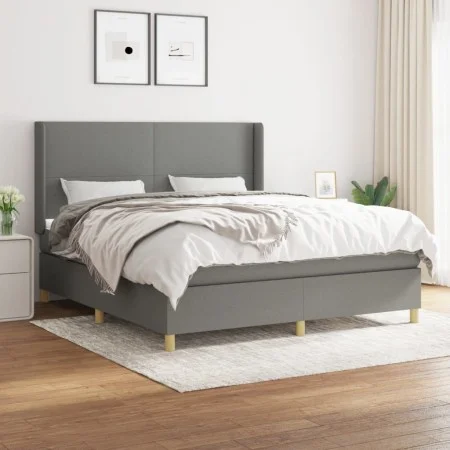 Box spring bed with dark gray fabric mattress 160x200 cm by vidaXL, Beds and slatted bases - Ref: Foro24-3131842, Price: 557,...