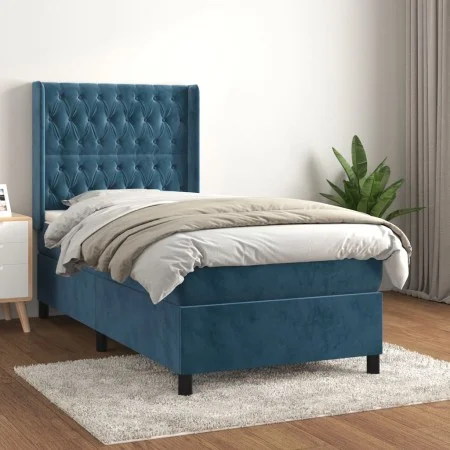 Box spring bed with dark blue velvet mattress 80x200 cm by vidaXL, Beds and slatted bases - Ref: Foro24-3132829, Price: 330,0...