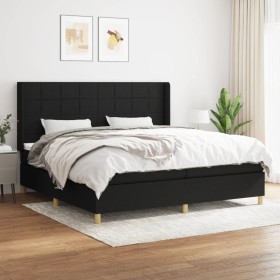 Cama box spring con colchón tela negro 200x200 cm