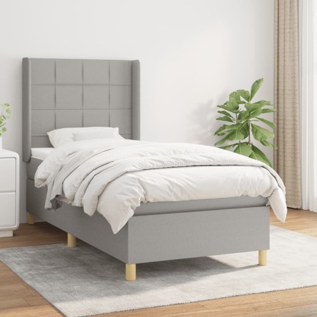 Box spring bed with light gray fabric mattress 90x190 cm by vidaXL, Beds and slatted bases - Ref: Foro24-3131953, Price: 329,...