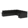 Set de sofás de jardín 10 pzas cojines ratán sintético negro