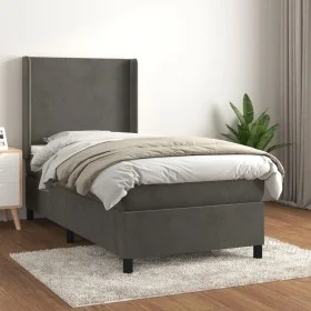Cama box spring con colchón terciopelo gris oscuro 90x200 cm de vidaXL, Camas y somieres - Ref: Foro24-3132538, Precio: 318,5...