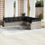 Set sofás jardín 10 pzas con cojines ratán sintético gris claro