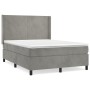 Box spring bed with light gray velvet mattress 140x190 cm by vidaXL, Beds and slatted bases - Ref: Foro24-3132555, Price: 549...