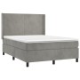 Box spring bed with light gray velvet mattress 140x190 cm by vidaXL, Beds and slatted bases - Ref: Foro24-3132555, Price: 549...