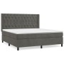 Cama box spring con colchón terciopelo gris oscuro 160x200 cm