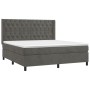 Cama box spring con colchón terciopelo gris oscuro 160x200 cm