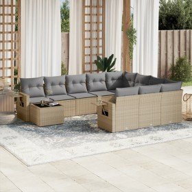 Set de sofás de jardín 11pzas con cojines ratán sintético beige en Conjuntos de jardín | Comprar online en Foro24