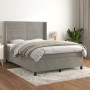 Box spring bed with light gray velvet mattress 140x190 cm by vidaXL, Beds and slatted bases - Ref: Foro24-3132735, Price: 532...