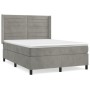 Box spring bed with light gray velvet mattress 140x190 cm by vidaXL, Beds and slatted bases - Ref: Foro24-3132735, Price: 532...