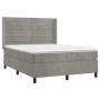 Box spring bed with light gray velvet mattress 140x190 cm by vidaXL, Beds and slatted bases - Ref: Foro24-3132735, Price: 532...
