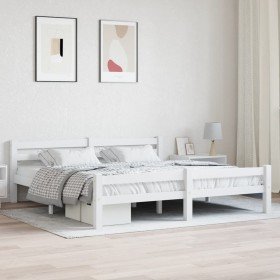 Estructura de cama sin colchón madera de pino blanco 180x200 cm Estructura de cama sin colchón madera de pino blanco 180x200 cm