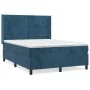 Box spring bed with dark blue velvet mattress 140x190 cm by vidaXL, Beds and slatted bases - Ref: Foro24-3132739, Price: 499,...