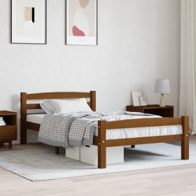 Estructura cama sin colchón madera pino marrón miel 100x200 cm Estructura cama sin colchón madera pino marrón miel 100x200 cm