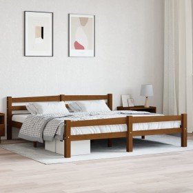 Estructura cama sin colchón madera pino marrón miel 180x200 cm Estructura cama sin colchón madera pino marrón miel 180x200 cm