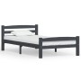 Estructura cama sin colchón madera pino gris oscuro 100x200 cm