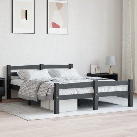 Estructura cama sin colchón madera pino gris oscuro 120x200 cm Estructura cama sin colchón madera pino gris oscuro 120x200 cm