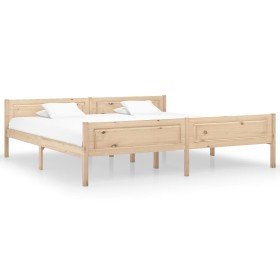 Estructura de cama sin colchón madera maciza de pino 200x200 cm Estructura de cama sin colchón madera maciza de pino 200x200 cm