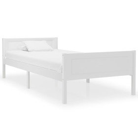 Estructura de cama sin colchón madera de pino blanco 100x200 cm Estructura de cama sin colchón madera de pino blanco 100x200 cm