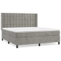 Box spring bed with light gray velvet mattress 160x200 cm by vidaXL, Beds and slatted bases - Ref: Foro24-3132927, Price: 563...