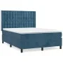 Box spring bed with dark blue velvet mattress 140x190 cm by vidaXL, Beds and slatted bases - Ref: Foro24-3132919, Price: 485,...