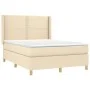 Box spring bed with cream fabric mattress 140x200 cm by vidaXL, Beds and slatted bases - Ref: Foro24-3131918, Price: 491,48 €...