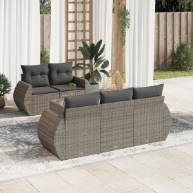 Set de muebles de jardín 6 pzas y cojines ratán sintético gris en Conjuntos de jardín | Comprar online en Foro24