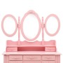 Tocador con taburete y espejo triple plegable rosa de vidaXL, Tocadores para dormitorios - Ref: Foro24-289327, Precio: 174,85...