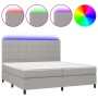 Box spring bed with fabric mattress and light gray LED 200x200 cm by vidaXL, Beds and slatted bases - Ref: Foro24-3134901, Pr...