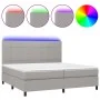 Box spring bed with fabric mattress and light gray LED 200x200 cm by vidaXL, Beds and slatted bases - Ref: Foro24-3134901, Pr...
