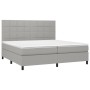 Box spring bed with fabric mattress and light gray LED 200x200 cm by vidaXL, Beds and slatted bases - Ref: Foro24-3134901, Pr...