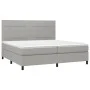 Box spring bed with fabric mattress and light gray LED 200x200 cm by vidaXL, Beds and slatted bases - Ref: Foro24-3134901, Pr...