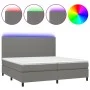 Box spring bed mattress and LED lights light gray fabric 200x200 cm by vidaXL, Beds and slatted bases - Ref: Foro24-3134742, ...