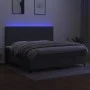 Box spring bed mattress and LED lights light gray fabric 200x200 cm by vidaXL, Beds and slatted bases - Ref: Foro24-3134742, ...