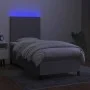 Box spring bed mattress and LED lights light gray fabric 90x200 cm by vidaXL, Beds and slatted bases - Ref: Foro24-3134685, P...