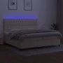 Box spring bed mattress and LED lights cream fabric 200x200 cm by vidaXL, Beds and slatted bases - Ref: Foro24-3135146, Price...