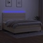 Cama box spring colchón y luces LED tela crema 200x200 cm de vidaXL, Camas y somieres - Ref: Foro24-3135146, Precio: 650,85 €...