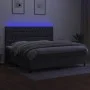 Box spring bed mattress and LED lights light gray fabric 200x200 cm by vidaXL, Beds and slatted bases - Ref: Foro24-3135142, ...