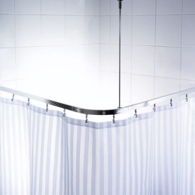 RIDDER Riel de cortina de ducha de esquina con ganchos cromado
