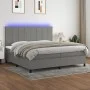 Box spring bed mattress and LED lights light gray fabric 200x200 cm by vidaXL, Beds and slatted bases - Ref: Foro24-3134902, ...