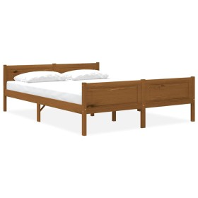 Estructura cama sin colchón madera pino marrón miel 140x200 cm
