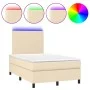 Cama box spring con colchón y LED tela crema 120x200 cm de vidaXL, Camas y somieres - Ref: Foro24-3134706, Precio: 425,61 €, ...
