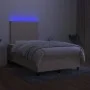 Box spring bed with mattress and LED cream fabric 120x200 cm by vidaXL, Beds and slatted bases - Ref: Foro24-3134706, Price: ...